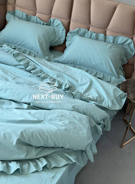 Эксклюзивное постельное белье Limasso Exclusive  Mineral blue 200x220 из вареного хлопка