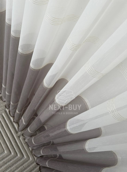 Тюль льон з смужками Llyana білий з коричневим Туреччина