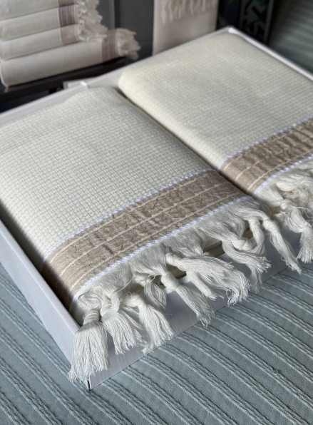 Рушники Maison D'or HARVEY ecru/biege ( 2шт 50*90 / 1шт 90*150)