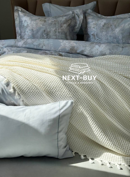 Maison D'or Paris Emeline вафельне покривало жатка з бахромою кремовий 240х260