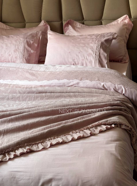 Maison D'or Roesia Estee Rose постільна білизна євро 200х220 сатин з вишивкою