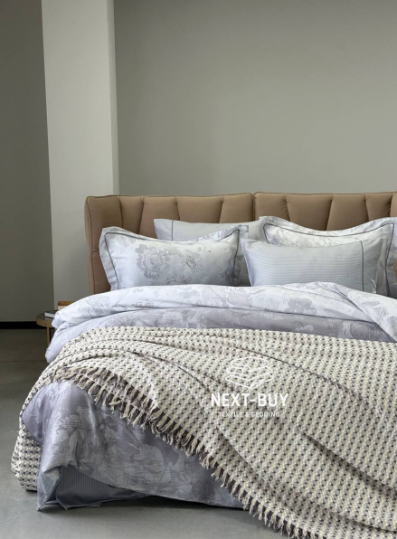 Легкий плед жатка з бахромою Maison D'or Paris Melodia сірий 220х240