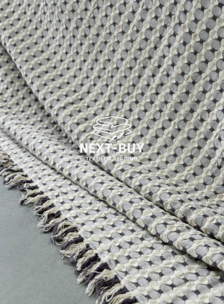 Легкий плед жатка з бахромою Maison D'or Paris Melodia сірий 220х240