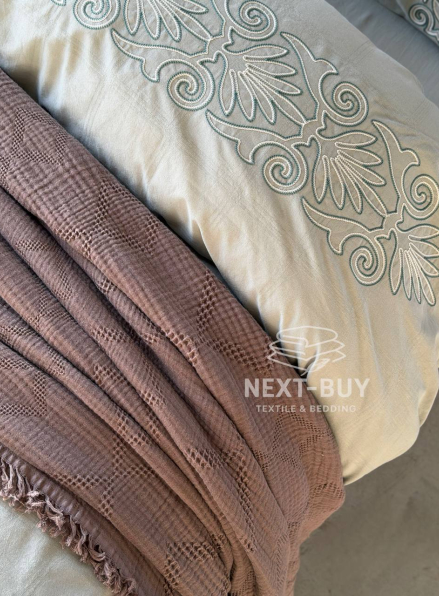 Постільна білизна Saheser Rocco Mint євро 200х220 jacquard