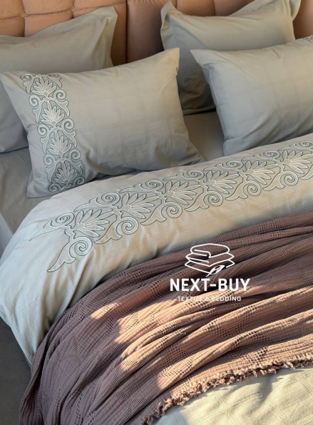 Постільна білизна Saheser Rocco Mint євро 200х220 jacquard