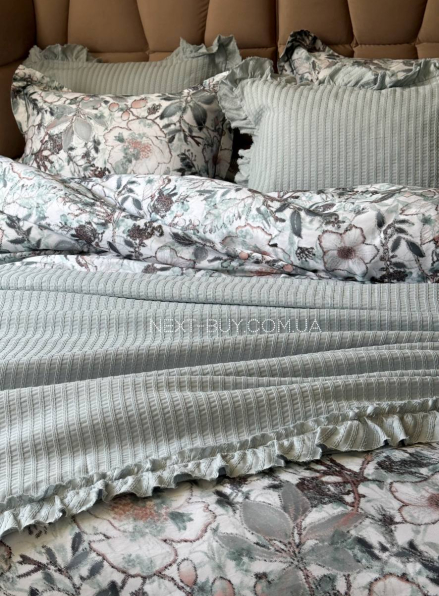 Жакардове покривало з наволочками Saheser Marta mint євро Туреччина