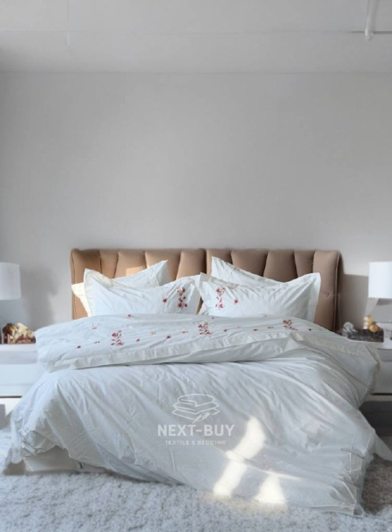 Постільна білизна Saheser Amber з вишивкою преміум комплект 100% бавовна, Туреччина (200×220)