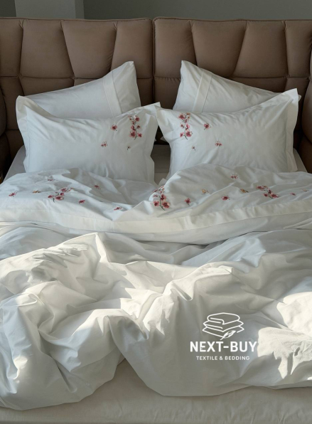 Постільна білизна Saheser Amber з вишивкою преміум комплект 100% бавовна, Туреччина (200×220)