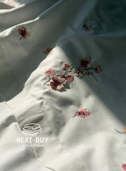 Постільна білизна Saheser Amber з вишивкою преміум комплект 100% бавовна, Туреччина (200×220)