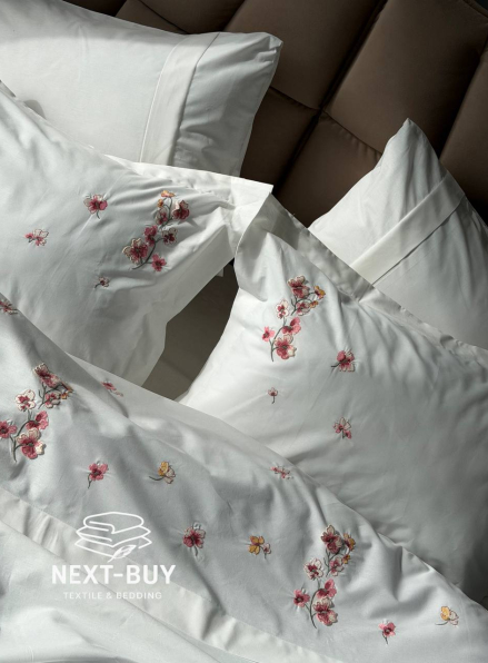Постільна білизна Saheser Amber з вишивкою преміум комплект 100% бавовна, Туреччина (200×220)