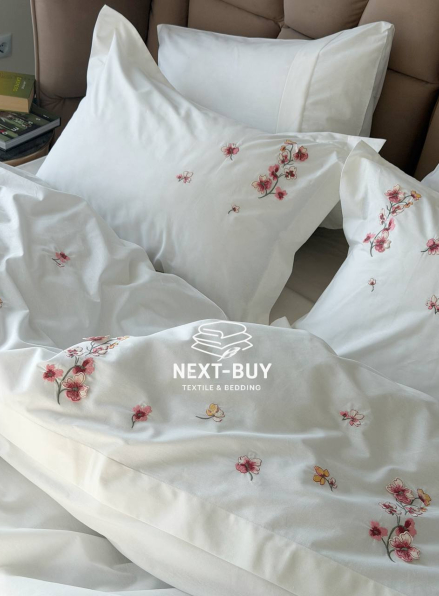 Постільна білизна Saheser Amber з вишивкою преміум комплект 100% бавовна, Туреччина (200×220)