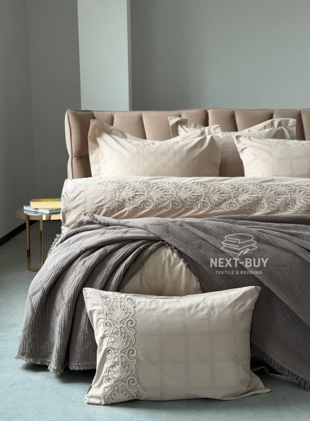 Постільна білизна Saheser Rocco Bej євро 200х220 jacquard