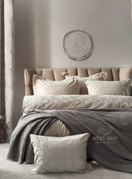 Постільна білизна Saheser Rocco Bej євро 200х220 jacquard