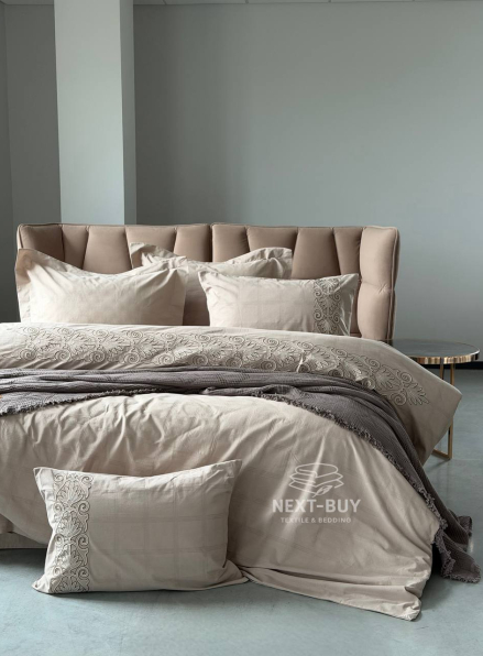 Постільна білизна Saheser Rocco Bej євро 200х220 jacquard