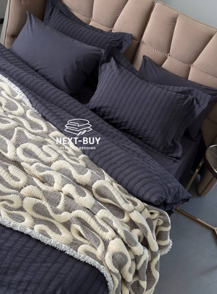 Муслінове покривало з наволочками Saheser Mervis antrasit євро Туреччина