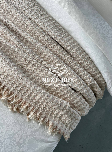 Легкий плед жатка з бахромою Maison D'or Paris Melodia beige 220х240