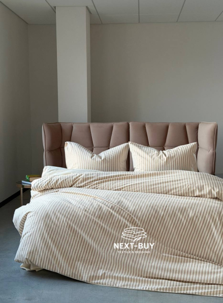 Комплект постільної білизни Saheser Nives Bej з рюшами - преміум бавовна, Туреччина