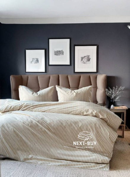 Постільна білизна з простирадлом на резинці Saheser Nives Bej Євро