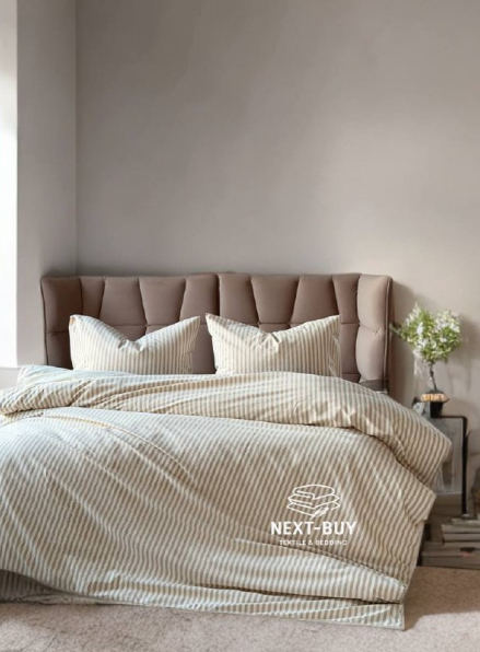 Постільна білизна з простирадлом на резинці Saheser Nives Bej Євро