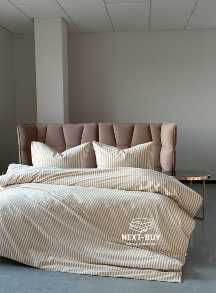 Постільна білизна з простирадлом на резинці Saheser Nives Bej Євро