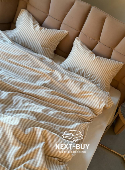 Комплект постільної білизни Saheser Nives Bej з рюшами - преміум бавовна, Туреччина