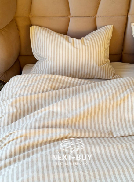 Комплект постільної білизни Saheser Nives Bej з рюшами - преміум бавовна, Туреччина