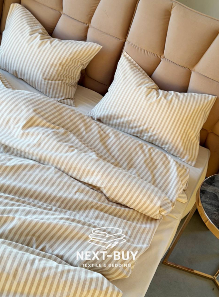 Постільна білизна з простирадлом на резинці Saheser Nives Bej Євро