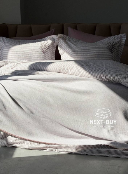 Постельное бельё ранфорс с покрывалом Ranforce Maribell Mürdüm фиолетовый Евро | Турция