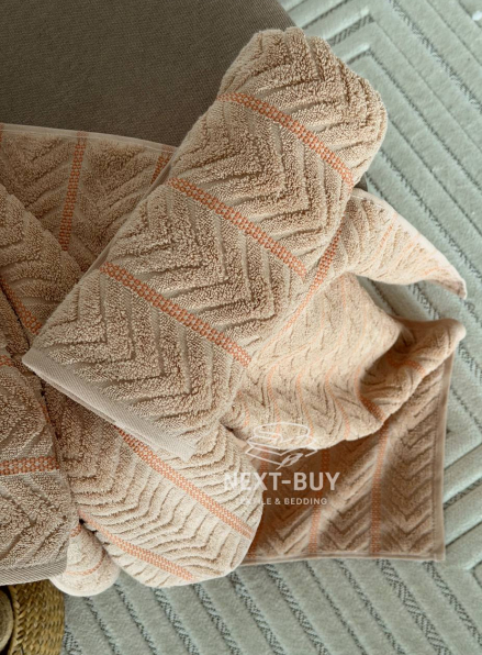 Рушники Multi Terracotta Orange – Туреччина, 100% бавовна, сірий з об’ємним візерунком 2шт