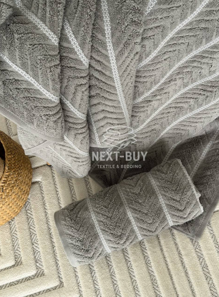 Рушники Multi Stone Grey – Туреччина, 100% бавовна, сірий з об’ємним візерунком 2 шт