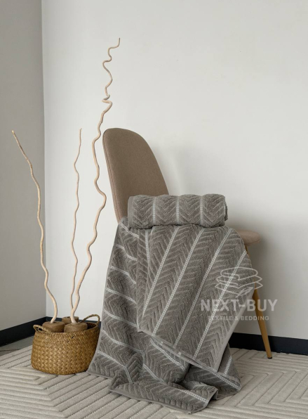 Рушники Multi Stone Grey – Туреччина, 100% бавовна, сірий з об’ємним візерунком 2 шт