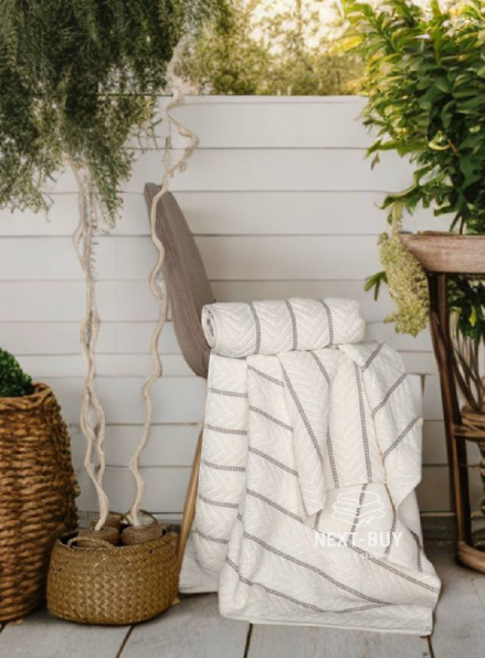 Полотенца Multi Ivory Cream – Турция, 100% хлопок, кремовый с объёмным узором 2шт