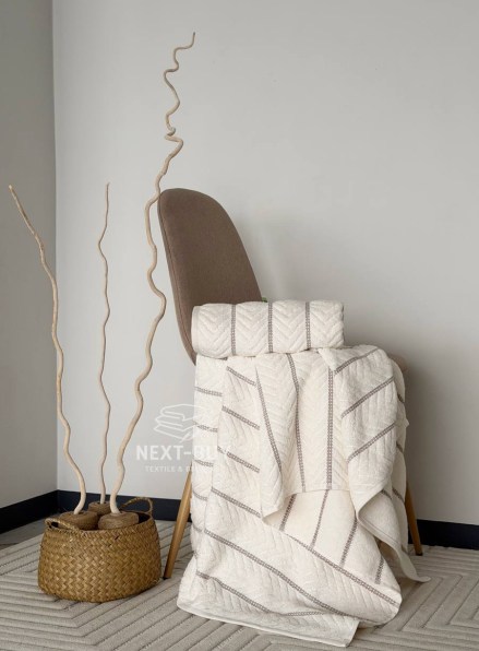 Полотенца Multi Ivory Cream – Турция, 100% хлопок, кремовый с объёмным узором 2шт