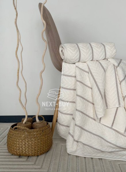 Полотенца Multi Ivory Cream – Турция, 100% хлопок, кремовый с объёмным узором 2шт
