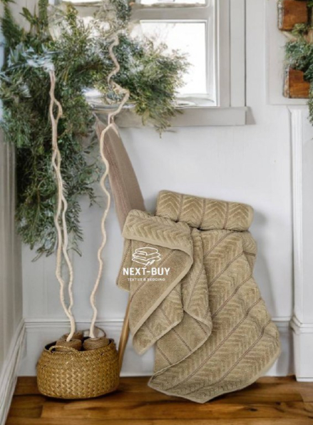 Рушники Multi Dark Beige – Туреччина, 100% бавовна, темний беж з об’ємним візерунком 2 шт.