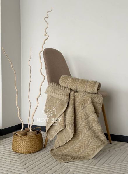 Рушники Multi Dark Beige – Туреччина, 100% бавовна, темний беж з об’ємним візерунком 2 шт.