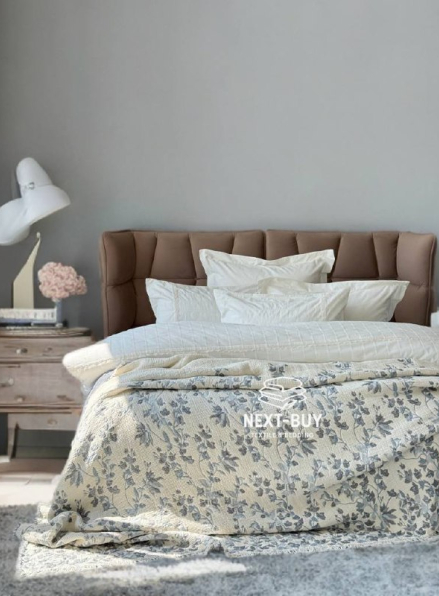 Муслиновое покрывало Misty Garden blue/krem евро Турция