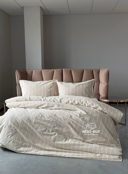 Постільна білизна з простирадлом на резинці Saheser Notta Bej Євро