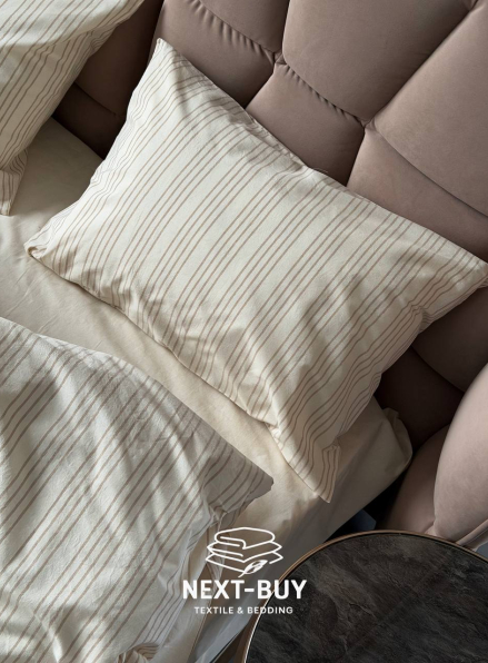 Постільна білизна з простирадлом на резинці Saheser Notta Bej Євро