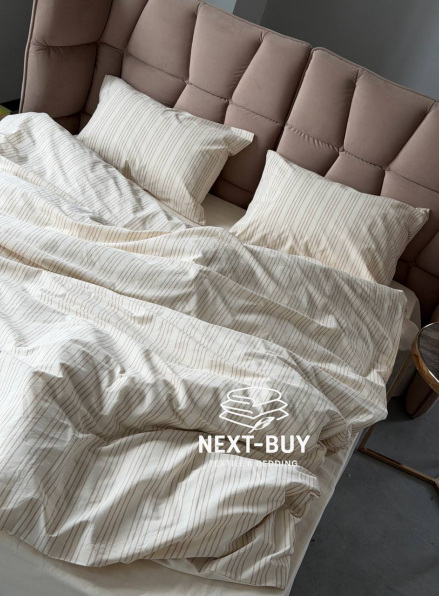 Постільна білизна з простирадлом на резинці Saheser Notta Bej Євро