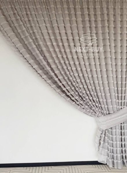 Тюль льон у смужку Linen Light Grey Туреччина