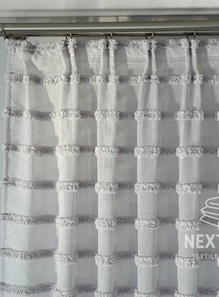 Тюль льон у смужку Linen Light Grey Туреччина