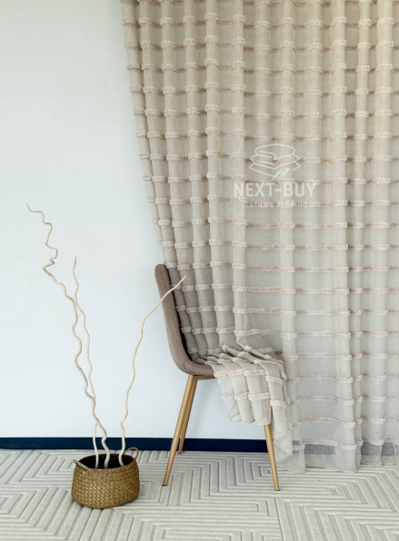 Тюль льон у смужку Linen Light Beige Туреччина