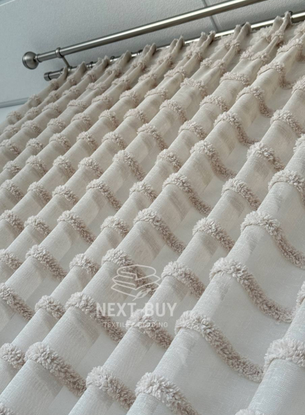 Тюль льон у смужку Linen Light Beige Туреччина