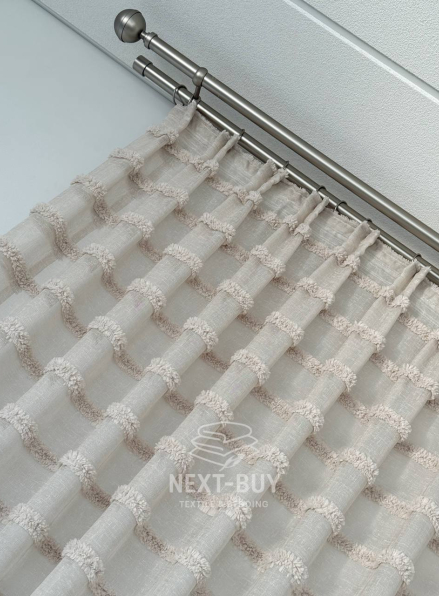 Тюль льон у смужку Linen Light Beige Туреччина