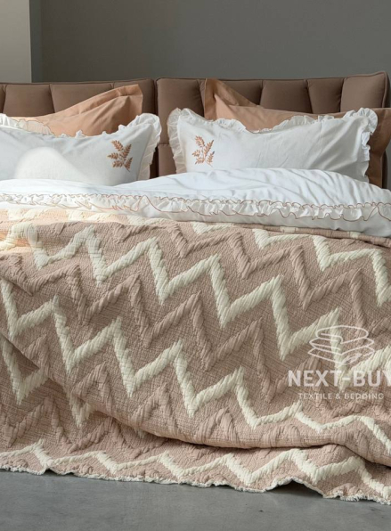 Муслінове покривало з наволочками Saheser Loren Bej, євро комплект 240×260, Туреччина