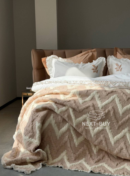 Муслінове покривало з наволочками Saheser Loren Bej, євро комплект 240×260, Туреччина