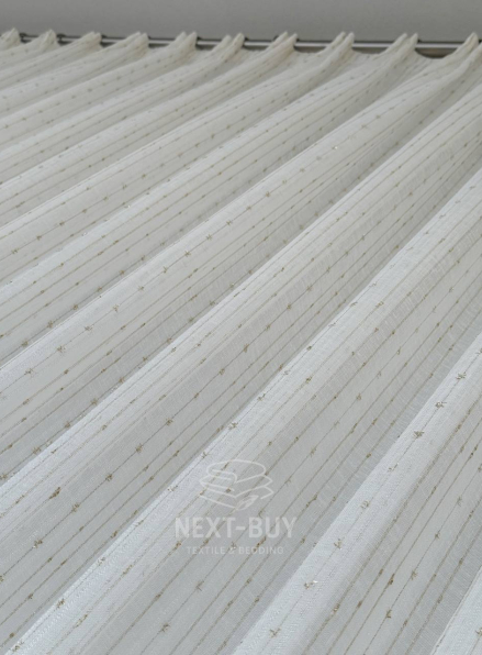 Тюль льон у смужку з золотим люрексом Linen Shine Stripe Cream & Gold, Туреччина