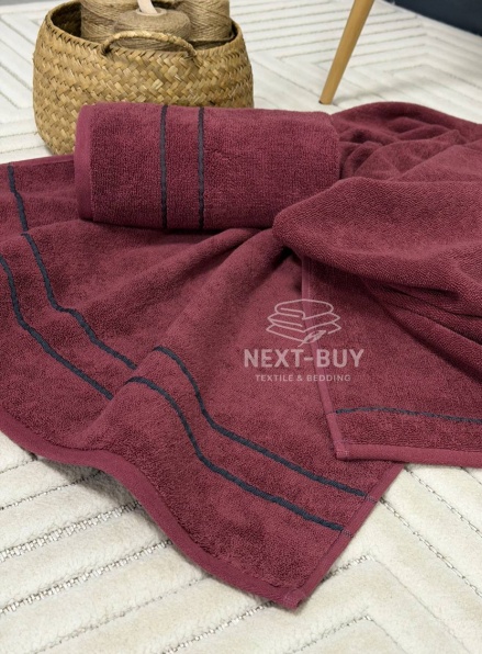 Набір махрових рушників Line Bordo 2 шт: 50×90, 70×140, Туреччина