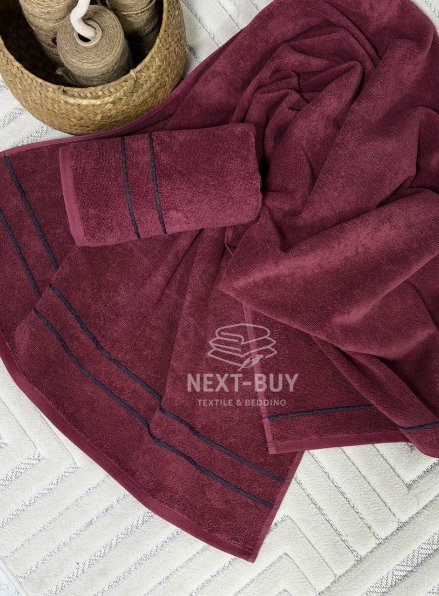 Набір махрових рушників Line Bordo 2 шт: 50×90, 70×140, Туреччина